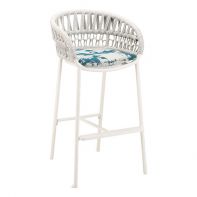 Laguna Aluminum Commercial Outdoor Patio Barstool With Strap and Cushion