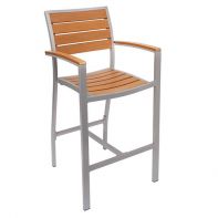 Largo Aluminum Commercial Arm Barstool With Synthetic Teak