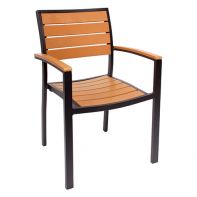 Largo Aluminum Stacking Commercial Dining Armchair With Synthetic Teak