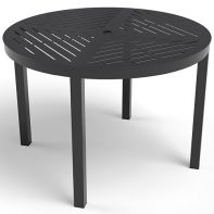 42" Round Commercial Slat Table Top with Coastal Dining Table Base by LC Furniture