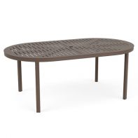 42" x 76" Oval Commercial Slat Pattern Top Coastal Dining Table Base by LC Furniture constructed with a weather-resistant TGIC powder-coated frame and open slat top engineered for an upscale commercial setting.