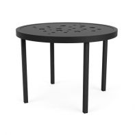 20" Round Commercial Side Table with Bubble Top and Square Legs by LC Furniture featuring a powder-coated aluminum frame, 18-inch height, and square legs engineered for a high-traffic commercial setting.