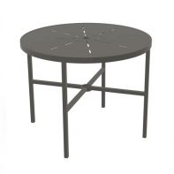 36" Round Commercial Dining Table with Radiant Top and Square Legs by LC Furniture constructed from heavy-duty aluminum with a powder-coated frame designed for a high-traffic commercial setting
