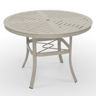 42" Round Commercial Slat Table Top with Universal Dining Table Base by LC Furniture