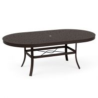 42" x 76" Oval Universal Commercial Dining Table Base with Bubble Pattern Top by LC Furniture featuring a powder-coated frame and protective nylon glides for a professional commercial setting.