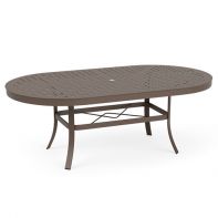 42" x 76" Oval Universal Commercial Dining Table Base with Cube Pattern Top by LC Furniture featuring a powder-coated frame and protective nylon glides for a professional commercial setting.