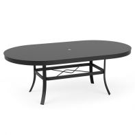 42" x 76" Oval Universal Commercial Dining Table Base with Solid Top by LC Furniture featuring a powder-coated frame and protective nylon glides for a professional commercial setting.