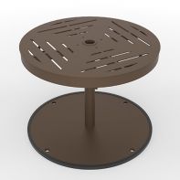 24" Round Commercial Slat Pattern Table with 100 lb Umbrella Base by LC Furniture