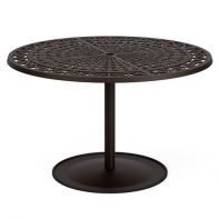 48" Round Commercial Woven Table Top with Bistro Dining Table Base by LC Furniture