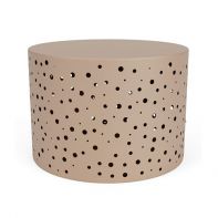 24" Cylinder Commercial Side Table with Bubble Pattern Sides by LC Furniture constructed from 1/8-inch rolled aluminum with decorative cutout sides for a high-traffic commercial setting