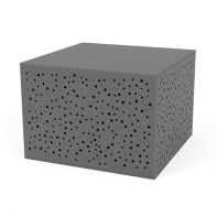 24" Square Commercial Side Table with Bubble Pattern Sides by LC Furniture crafted from 1/8-inch rolled aluminum with decorative laser-cut bubble side panels for a modern commercial setting