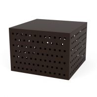 24" Square Commercial Side Table with Cube Pattern Sides by LC Furniture engineered from 1/8-inch rolled aluminum with decorative geometric side cutouts for a high-traffic commercial setting