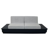Elevate Deep Seating Sofa with Side Tables by LC Furniture featuring integrated side tables, a Marine Grade Polymer frame, and plush cushions for a professional commercial setting.