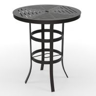 36" Round Commercial Slat Pattern Top with Universal Bar Table Frame by LC Furniture