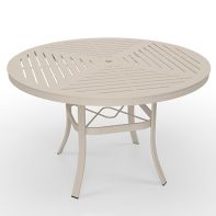 48" Round Commercial Slat Table Top with Universal Dining Table Base by LC Furniture