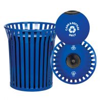 Steel Architectural Recycle Waste Receptacle with Liner by LC Furniture