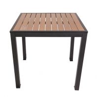 Longport 32"x32" Bolt Down Rectangle Aluminum and Synthetic Faux Teak Commercial Dining Table