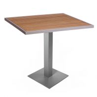 Longport 35" Square Aluminum-Synthetic Faux Teak Commercial Dining Top and Bases