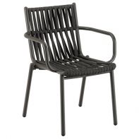 Loop Aluminum Commercial Patio Dining Armchair With Weather Resistant Soft Strap