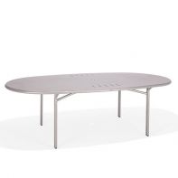 Surf Suncloth Weave 44 x 86 Oval Dining Table with stamped aluminum top