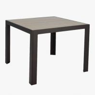 Meza Commercial 36" Square Dining Table with HDPE Plank Top and Umbrella Hole by Texacraft
