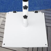 75 lb Commercial Square Umbrella Base with Wheel- Low Profile - White