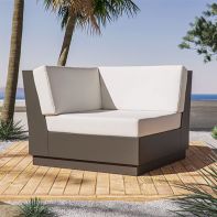 Commercial all-weather HDPE modular corner lounge chair for hospitality and resort outdoor patio seating.