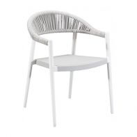 Aluminum Stackable Outdoor Commercial Dining Armchair With Rope Back And Sling Seat