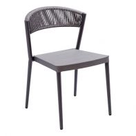 Aluminum Stackable Commercial Outdoor Armless Dining Chair With Rope Back And Sling Seat