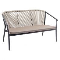 Aluminum Outdoor Commercial Sofa With Rope Back And Sling Seat