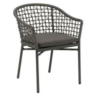 Aluminum Stackable Commercial Outdoor Patio Armchair With Rope Back