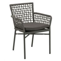 Aluminum Stackable Commercial Outdoor Patio Armchair With Rope Back-RP05A