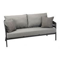 Sanibel Aluminum Commercial Outdoor Patio 2 Seat Sofa With Rope and Cushion