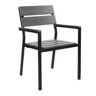 Seaside Aluminum Stacking Commercial Dining Armchair With Synthetic Teak