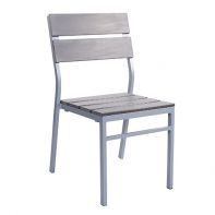 Seaside Aluminum Stacking Commercial Dining Side Chair With Synthetic Teak