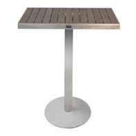Sicilia Commercial Pedestal Round Bar Table with Square Top and Alumawood by Kannoa