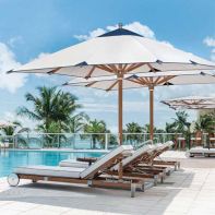 Tuuci Square Ocean Master Max Nautical Teak Commercial Umbrella