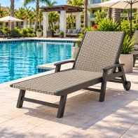 POLYWOOD Coastal Woven Chaise with Arms and Wheels