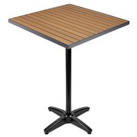 TA-PT 32"x32" Faux Teak Commercial Outdoor Bar Height Table Top and Bases