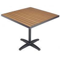 TA-PT 36"x36" Faux Teak Commercial Outdoor Dining Table Top and Bases