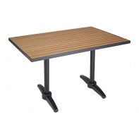 TA-PT 32"x48" Faux Teak Commercial Outdoor Dining Table Top and Bases