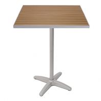 TA-PT 24"x32" Faux Teak Commercial Outdoor Bar Height Table Top and Bases
