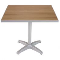 TA-PT 24"x32" Faux Teak Commercial Outdoor Dining Table Top and Bases