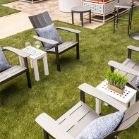 12" x 18" Cube Commercial Pattern Top with Coastal Side Table Frame by LC Furniture