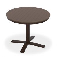 30" Round Slat MGP Top Commercial Dining Height Pedestal Table w/ hole by Telescope Casual