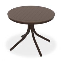 30" Round Slat MGP Top Commercial Dining Height Pedestal Table w/ hole by Telescope Casual