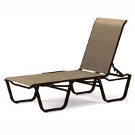 Aruba Commercial Sling 4-Position Lay-Flat Stacking Armless Chaise by Telescope Casual