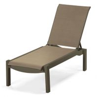 Leeward Commercial Sling Lay-flat Stacking Armless Chaise w/ Wheels by Telescope Casual