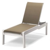 Leeward Commercial Sling Lay-flat Stacking Armless Long Frame Chaise w/ Wheels by Telescope Casual