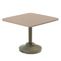 36" Square Cascade MGP Top Commercial Dining Height 80 lb Pedestal Table w/ hole by Telescope Casual